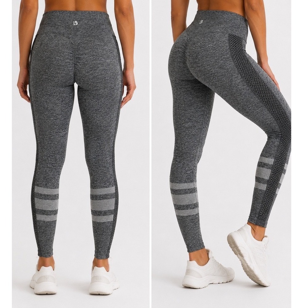 Buffbunny Collection Charcoal Gray Heather Seamless Scrunch Butt Leggings Small
